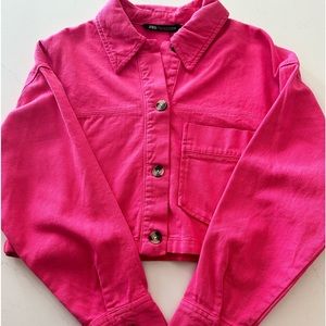 Zara Pink Corduroy Crop Jacket